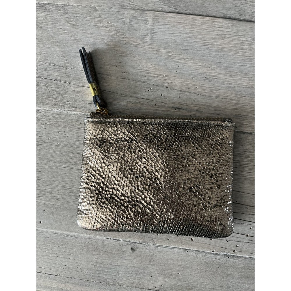 **NEW**Madewell Small Zip Pouch; Metallic Leather